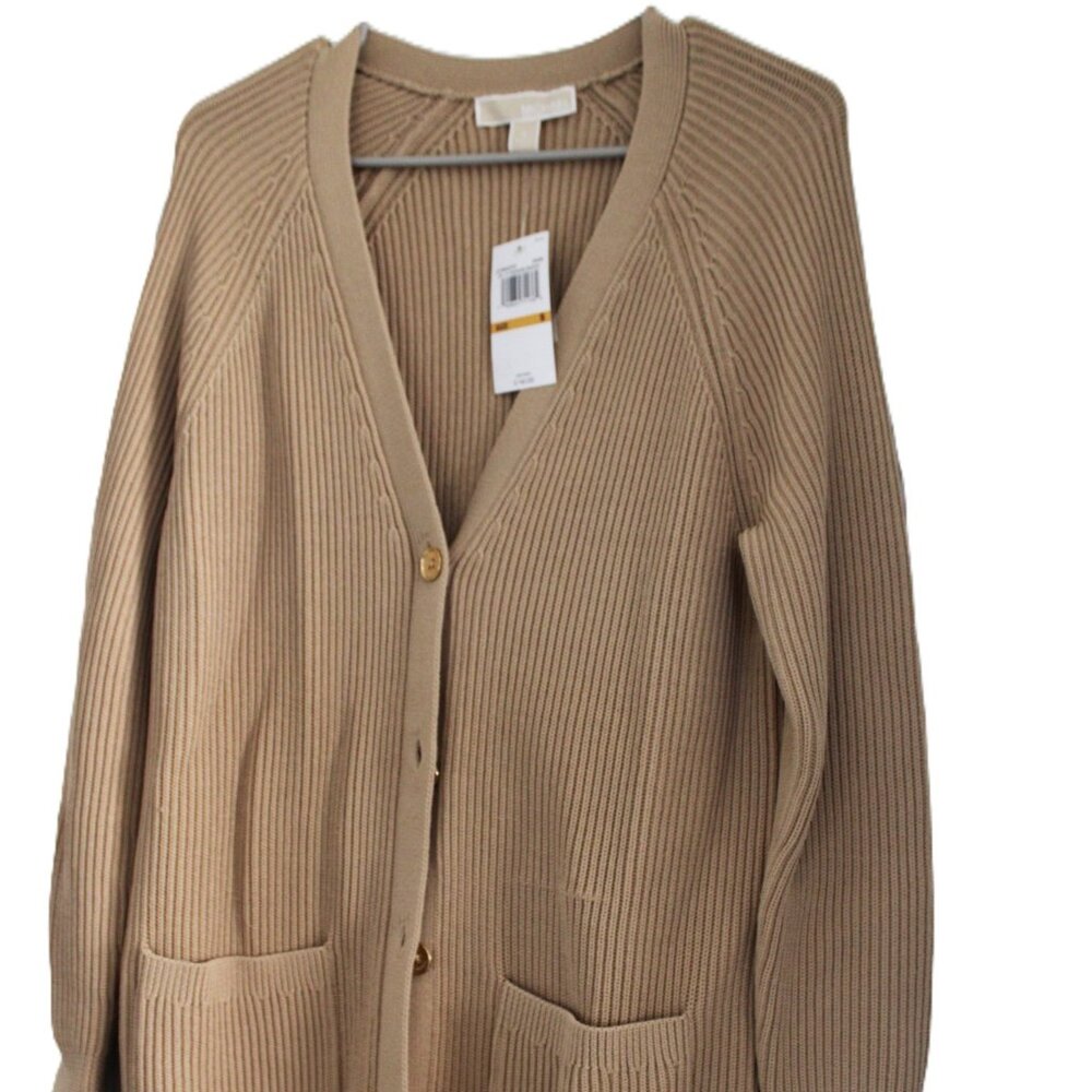 Michael Kors Women Khaki Knit Cardigan Sweater Size S NWT